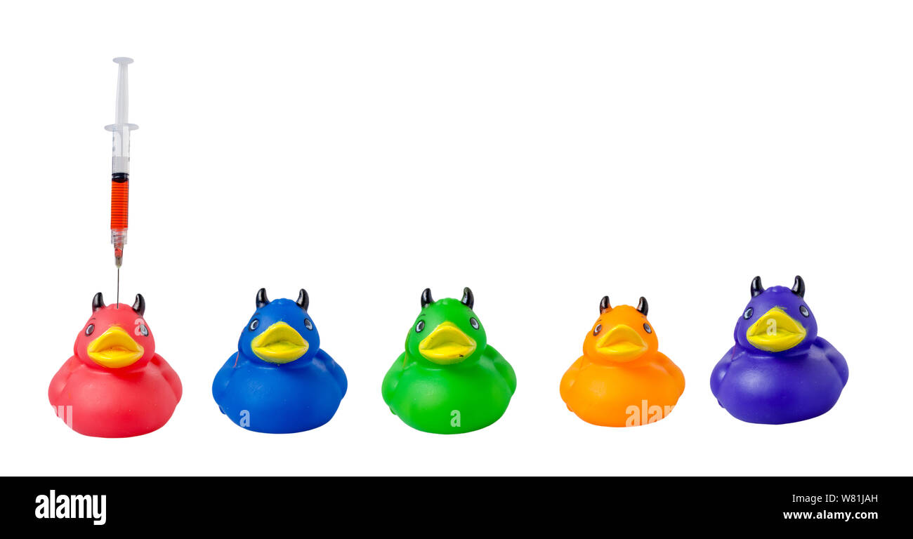 Gomma colorata duckies mostrare come possono ottenere il loro colore. Studio Immagine. Mar 11, 2012 Foto Stock