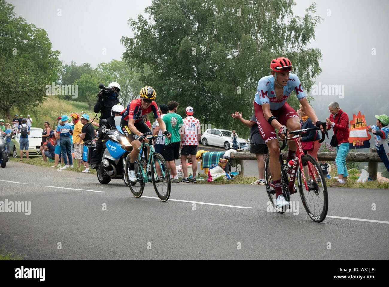 Tour de France 2019 - Col de Montsegur, lo stadio 15 Limoux-Foix Foto Stock
