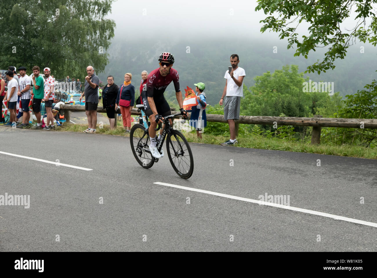 Tour de France 2019 - Col de Montsegur, lo stadio 15 Limoux-Foix Foto Stock