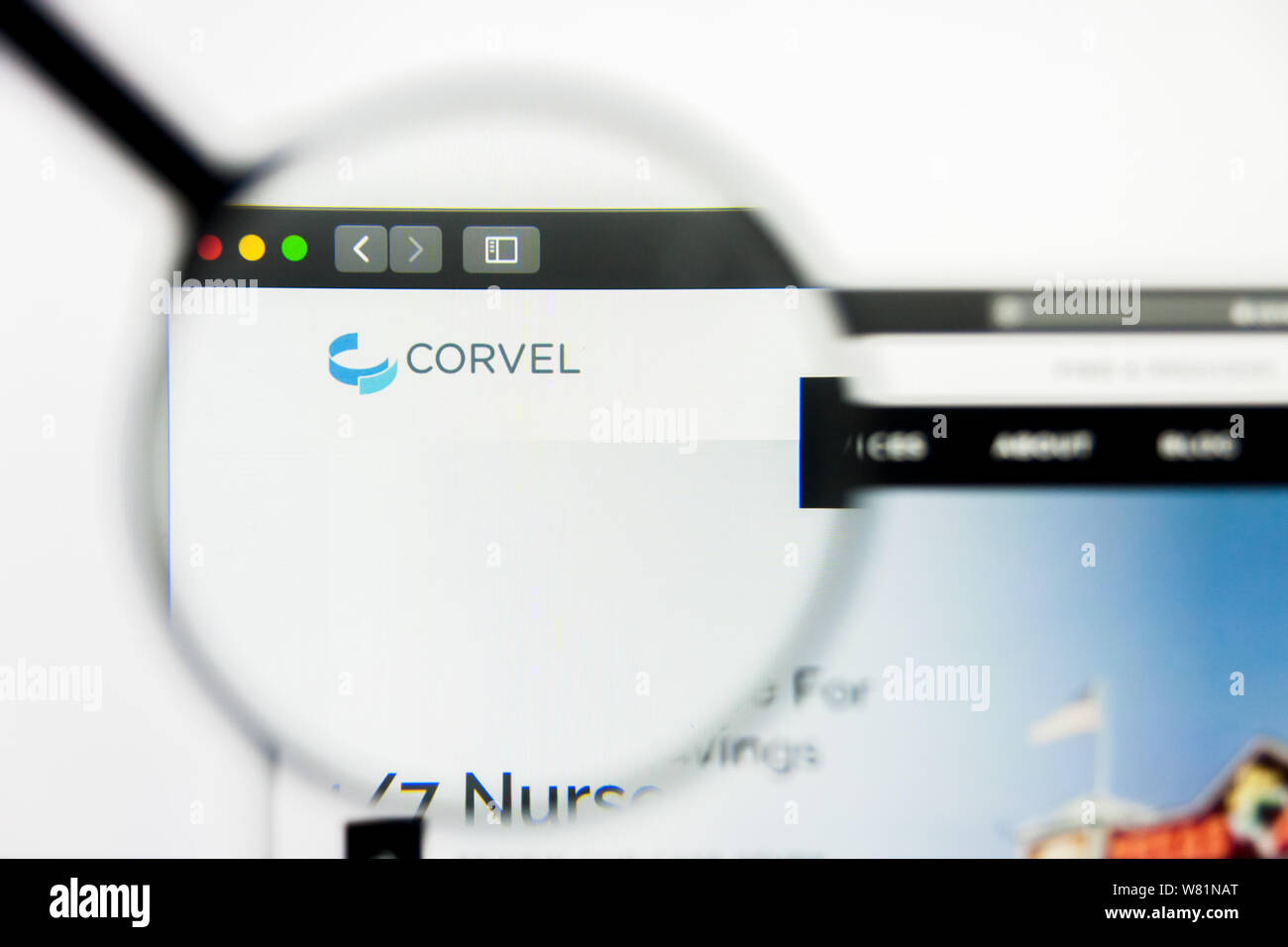 Richmond, Virginia, Stati Uniti d'America - 7 Agosto 2019: Editoriale illustrativa di CorVel Corp website homepage. CorVel Corp logo visibile sullo schermo. Foto Stock