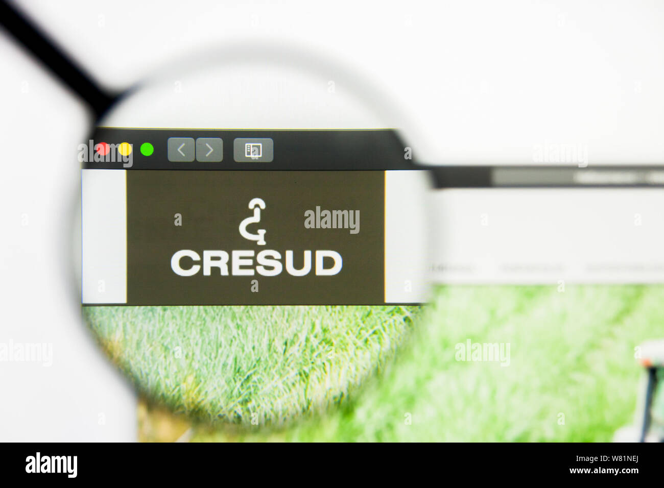 Richmond, Virginia, Stati Uniti d'America - 7 Agosto 2019: Editoriale illustrativa di Cresud SACIF yA website homepage. Cresud SACIF yA logo visibile sullo schermo. Foto Stock
