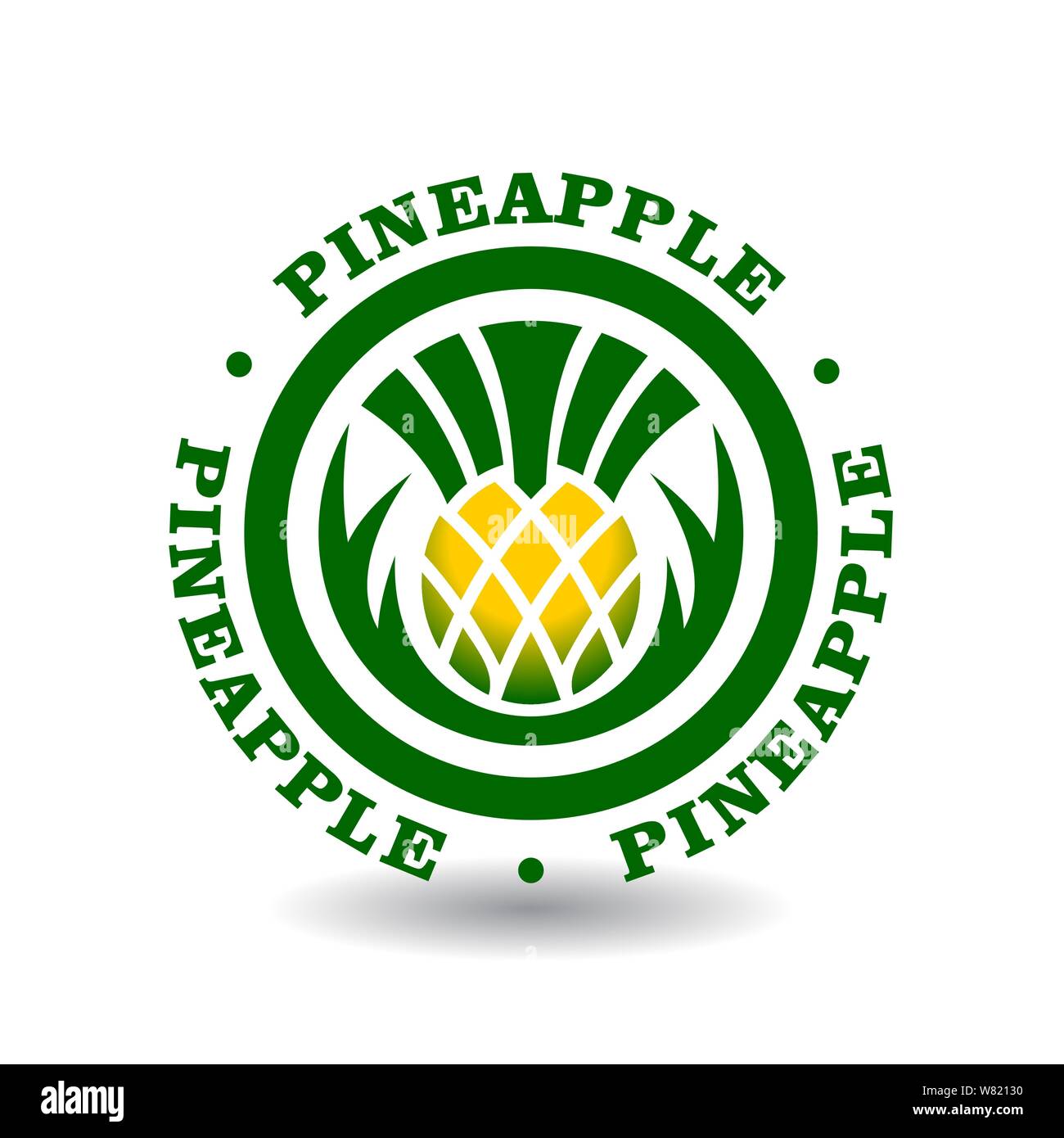 Rotondo semplice logotipo con simbolo di ananas Illustrazione Vettoriale