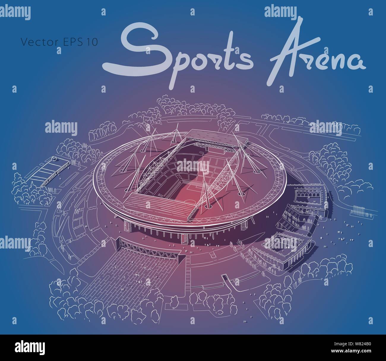 Disegno del nuovo stadio di San Pietroburgo. Illustrazione Vettoriale