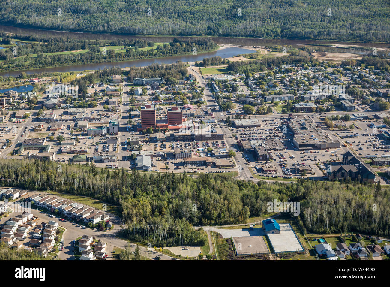 Vista aerea di Fort McMurray, Alberta Canada. Foto Stock