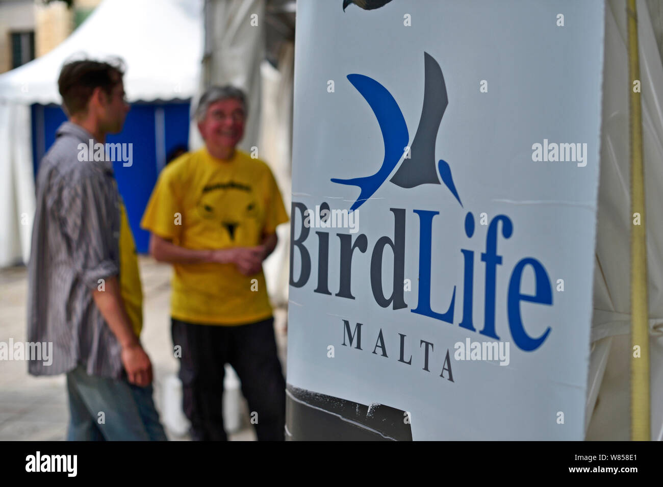 BirdLife Malta volontari al campus universitario di parlare agli studenti, BirdLife Malta Springwatch Camp Aprile 2013 Foto Stock