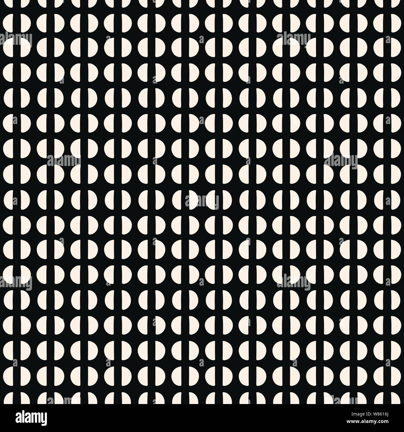 In bianco e nero senza giunture geometrica configurazione astratta. Disegnata a mano semi cerchi di ripetizione di background design. Illustrazione Vettoriale
