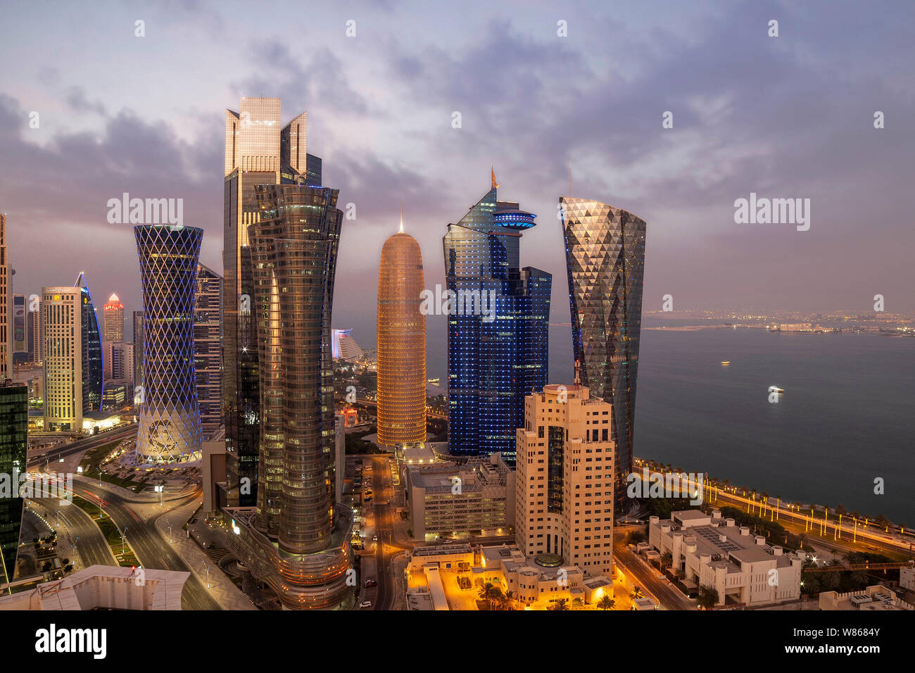 Vista aerea di West Bay area del centro della città di Doha Foto Stock