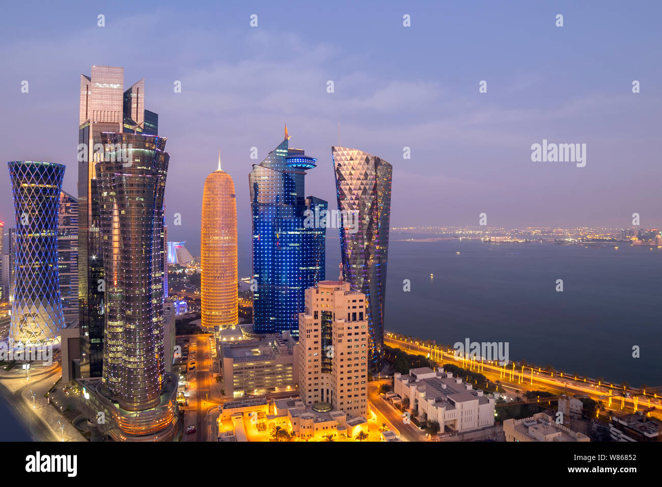 Vista aerea di West Bay area del centro della città di Doha Foto Stock