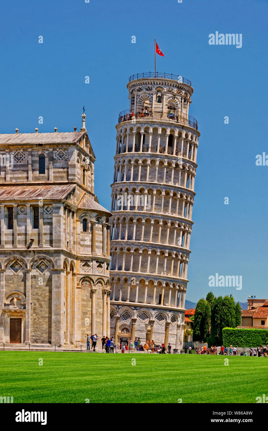 La Torre Pendente di Pisa, Toscana, Italia. Foto Stock