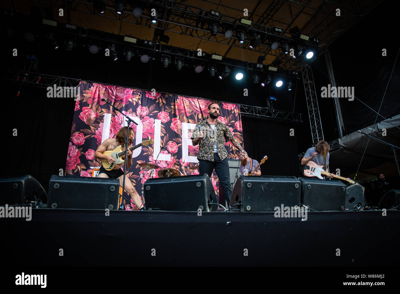 Oslo, Norvegia. 07 Ago, 2019. La British post-punk band è inattivo esegue un concerto dal vivo durante il norvegese music festival Øyafestivalen 2019 a Oslo. Qui la cantante Joe Talbot è visto dal vivo sul palco. (Photo credit: Gonzales foto/Alamy Live News Foto Stock