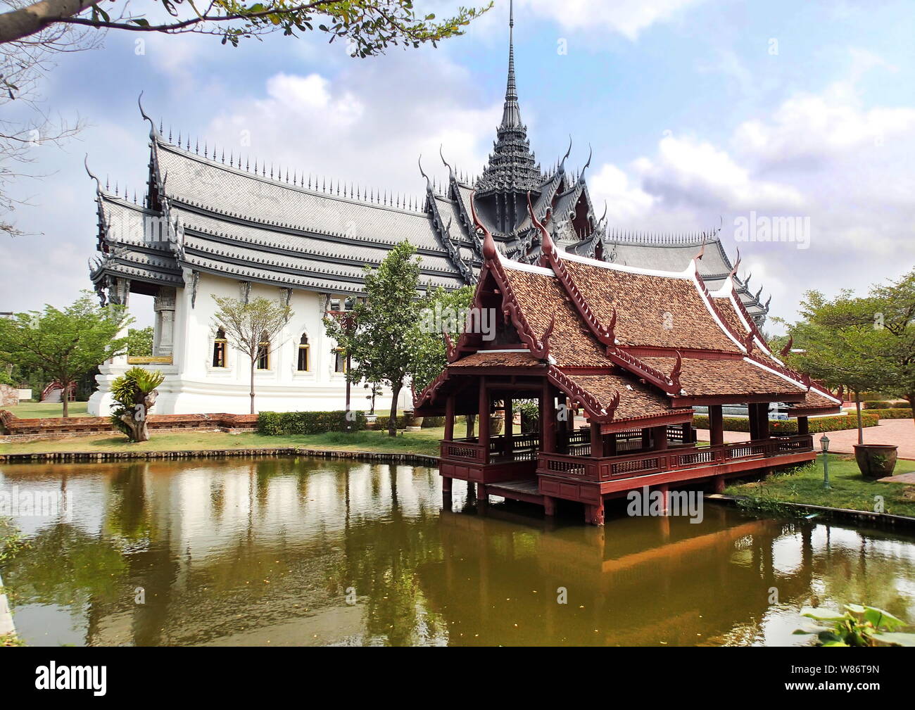 Sanphet Prasat Palace, Muang Boran, antica città del Siam, Samut Prakan Provincia, Bangkok, Thailandia Foto Stock