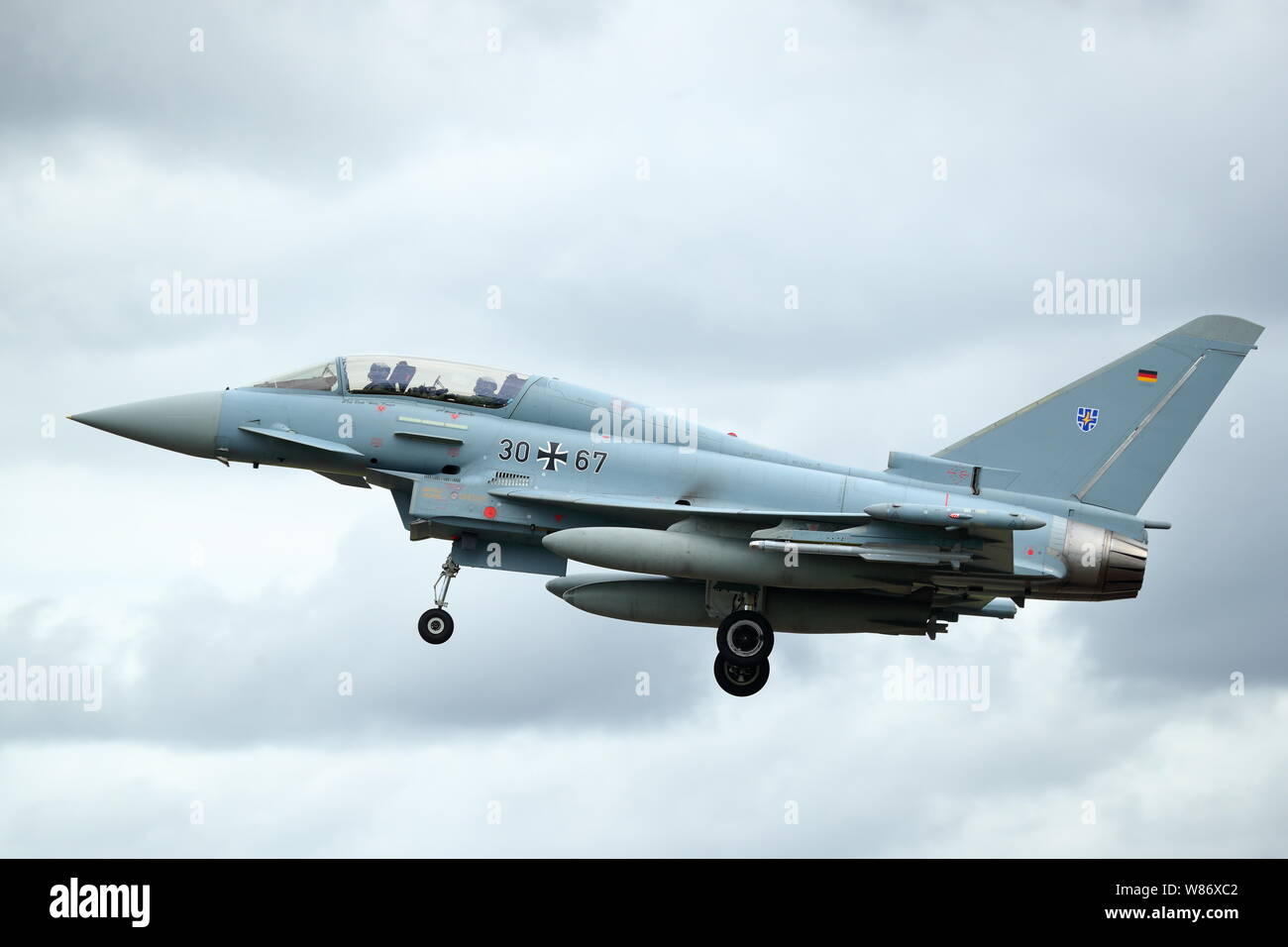 Il tedesco Eurofighter Typhoon presso il Royal International Air Tattoo RIAT 2019 a RAF Fairford, Gloucestershire, Regno Unito Foto Stock