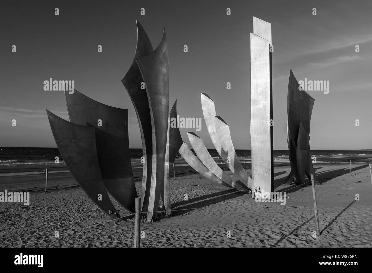 Monumento di guerra, la spiaggia di Omaha, Normandia Francia Foto Stock