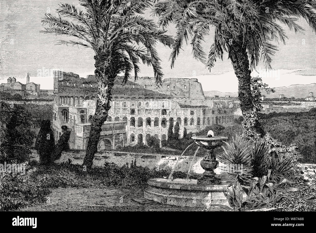 Il Colosseo, antico anfiteatro, Roma, Italia Foto Stock