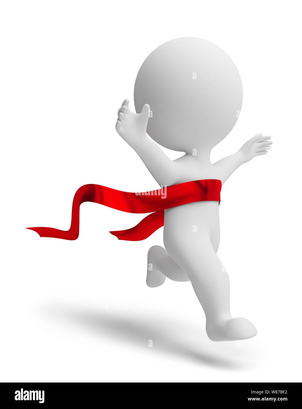 3d piccolo popolo il vincitore. Immagine 3d. Isolato sullo sfondo bianco. Foto Stock