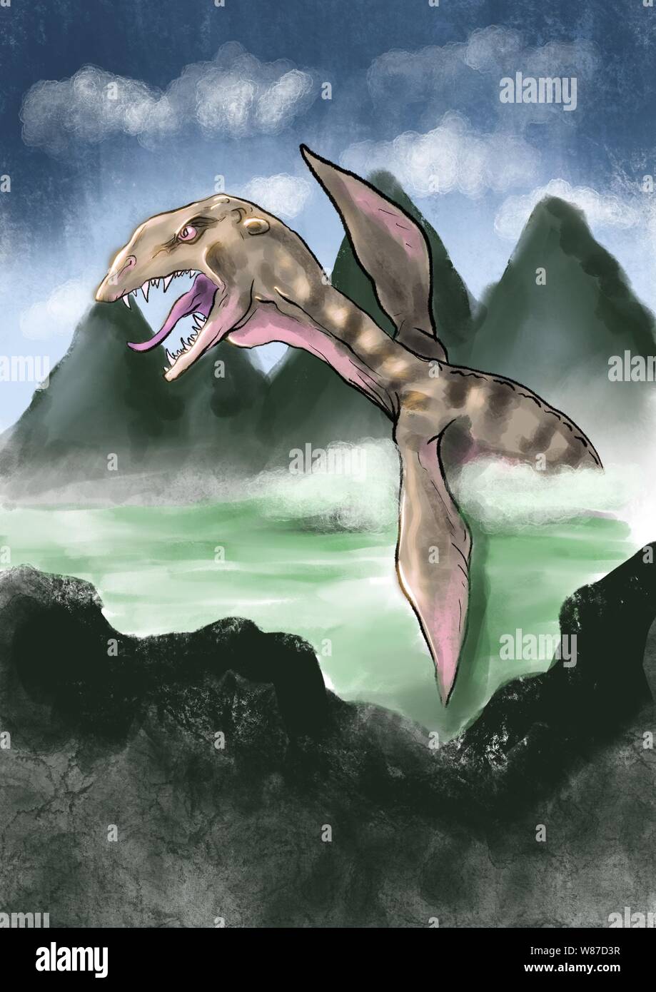 Figura Da Giardino Nessie – Mostro Di Loch Ness In Pietra Fusa – Resistente Al Gelo – Statua Decorativa Per Esterni E Interni - 2