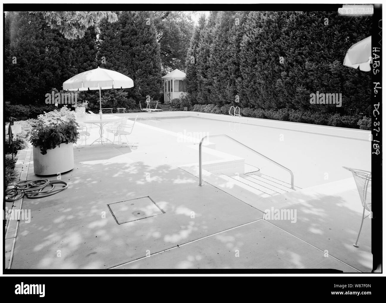 189. Motivi del sud; vista piscina, cercando SW; 189. Motivi del sud; vista piscina, cercando SW - la Casa Bianca, 1600 Pennsylvania Avenue, Northwest, Washington, Distretto di Columbia, DC Foto Stock
