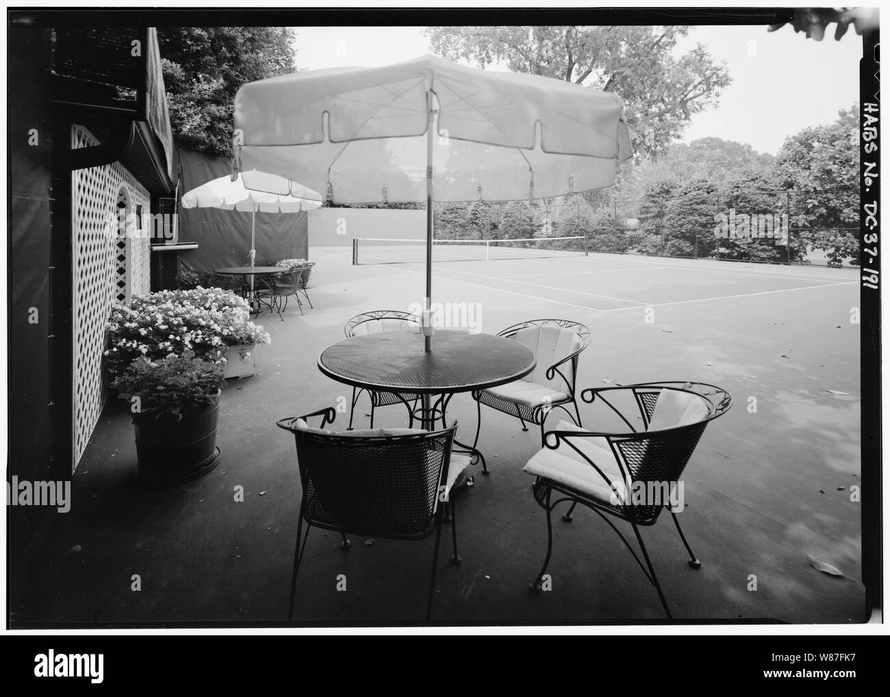 191. Motivi del sud; vista del campo da Tennis, cercando NE; 191. Motivi del sud; vista del campo da Tennis, cercando NE - Casa Bianca, 1600 Pennsylvania Avenue, Northwest, Washington, Distretto di Columbia, DC Foto Stock