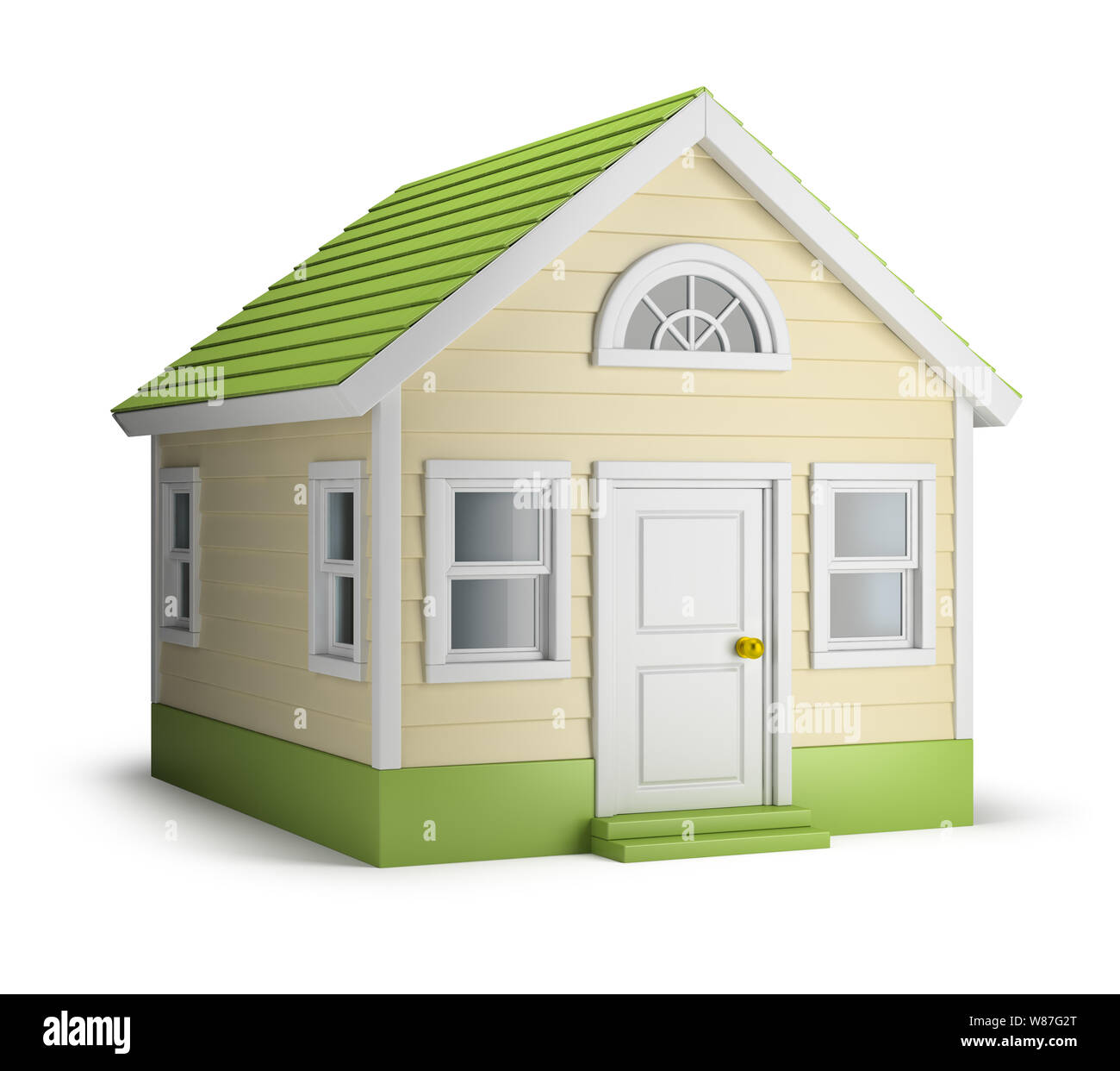 Casa americana. Immagine 3d. Isolato sullo sfondo bianco. Foto Stock