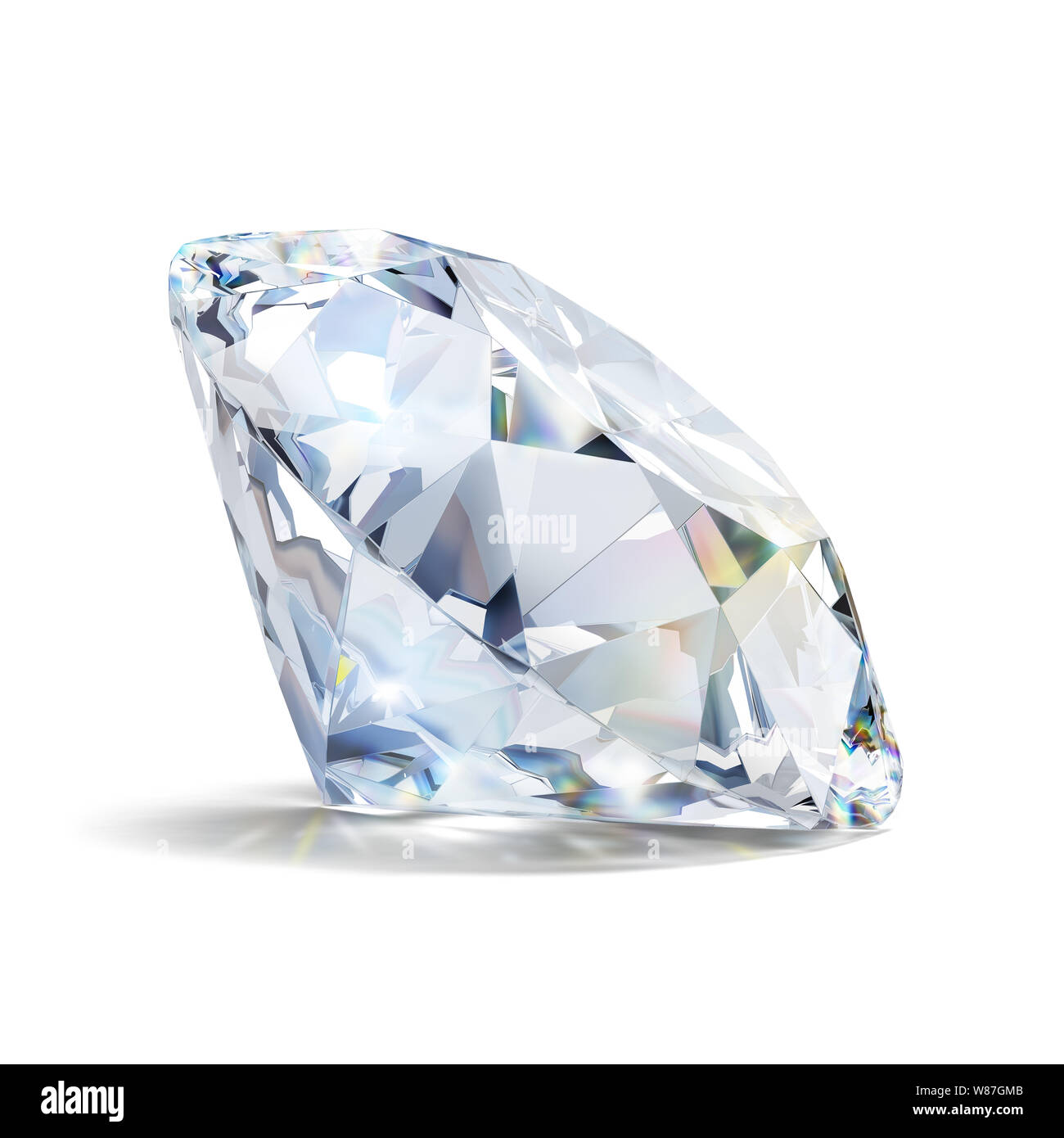 Stupendo diamante. Immagine 3d. Isolato sullo sfondo bianco. Foto Stock