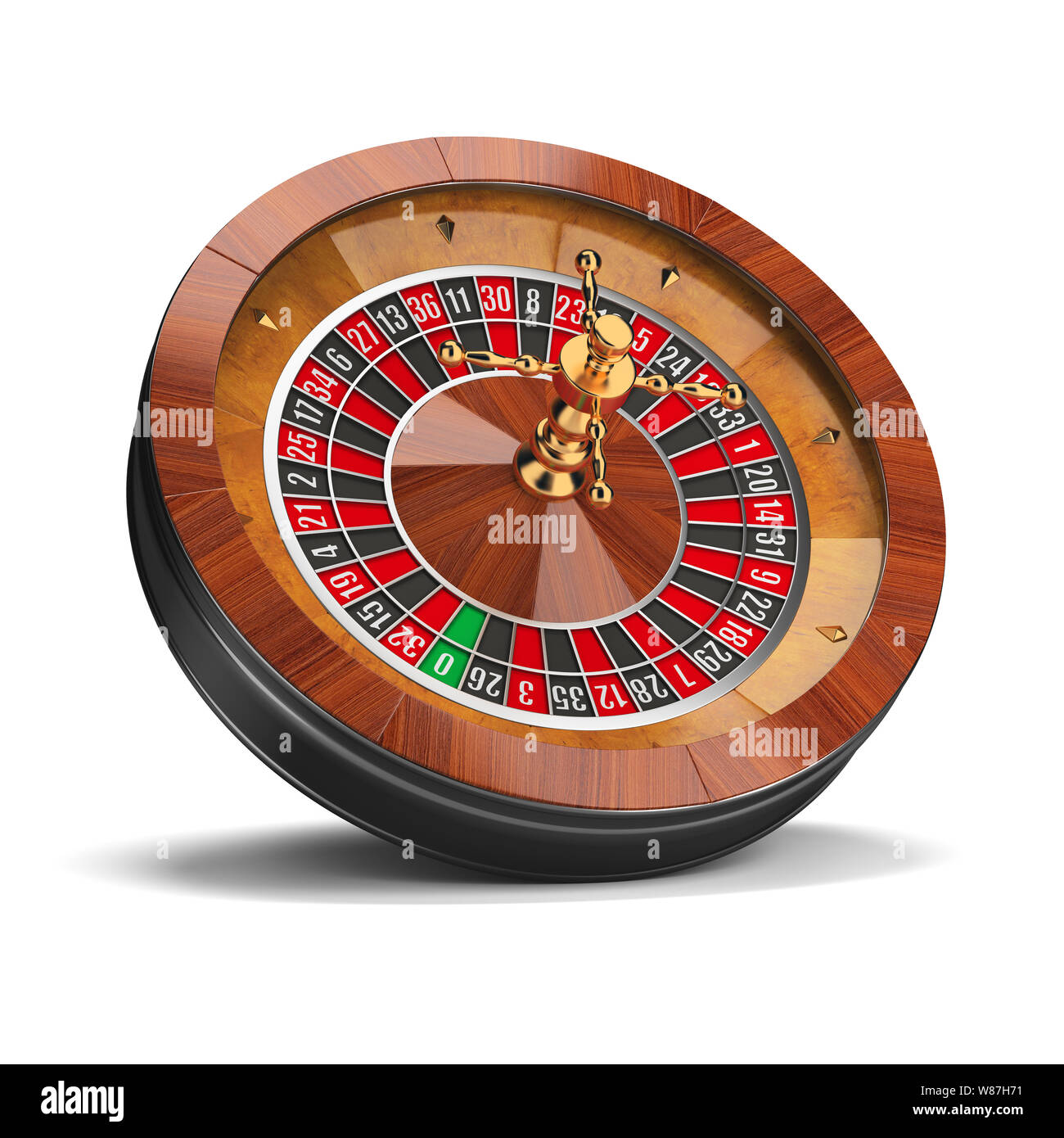 Ruota della Roulette. Immagine 3d. Isolato sullo sfondo bianco. Foto Stock