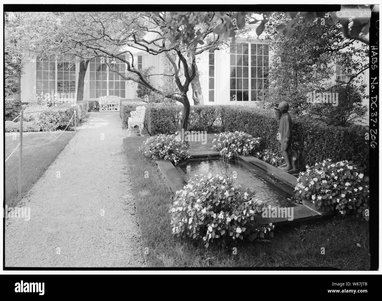 206. Jacqueline Kennedy giardino; vista di stagno a East End; 206. Jacqueline Kennedy giardino; vista di stagno a East End - la Casa Bianca, 1600 Pennsylvania Avenue, Northwest, Washington, Distretto di Columbia, DC Foto Stock
