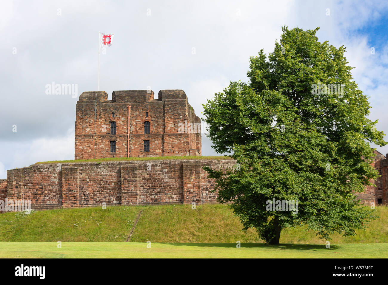 Torre di piastrelle e pareti di Carlisle Castle, Castle Street, Carlisle, città di Carlisle, Cumbria, England, Regno Unito Foto Stock