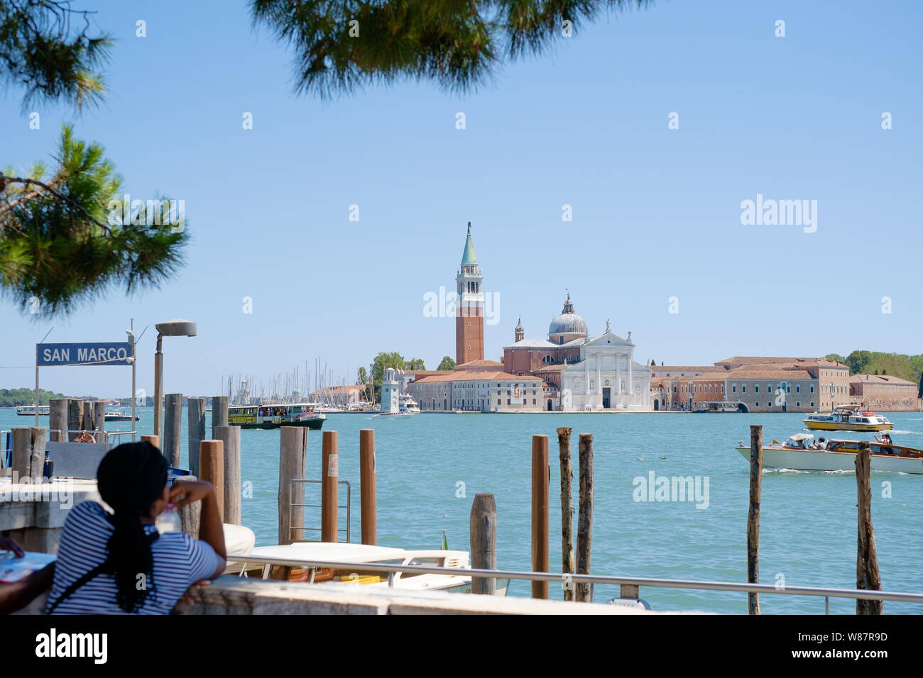 Vista di San Giorgio Maggiore, Venezia, Italia Foto Stock