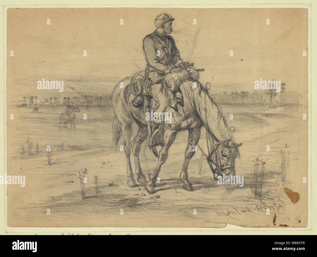 Un vidette di cavalleria. Taking it easy Foto Stock