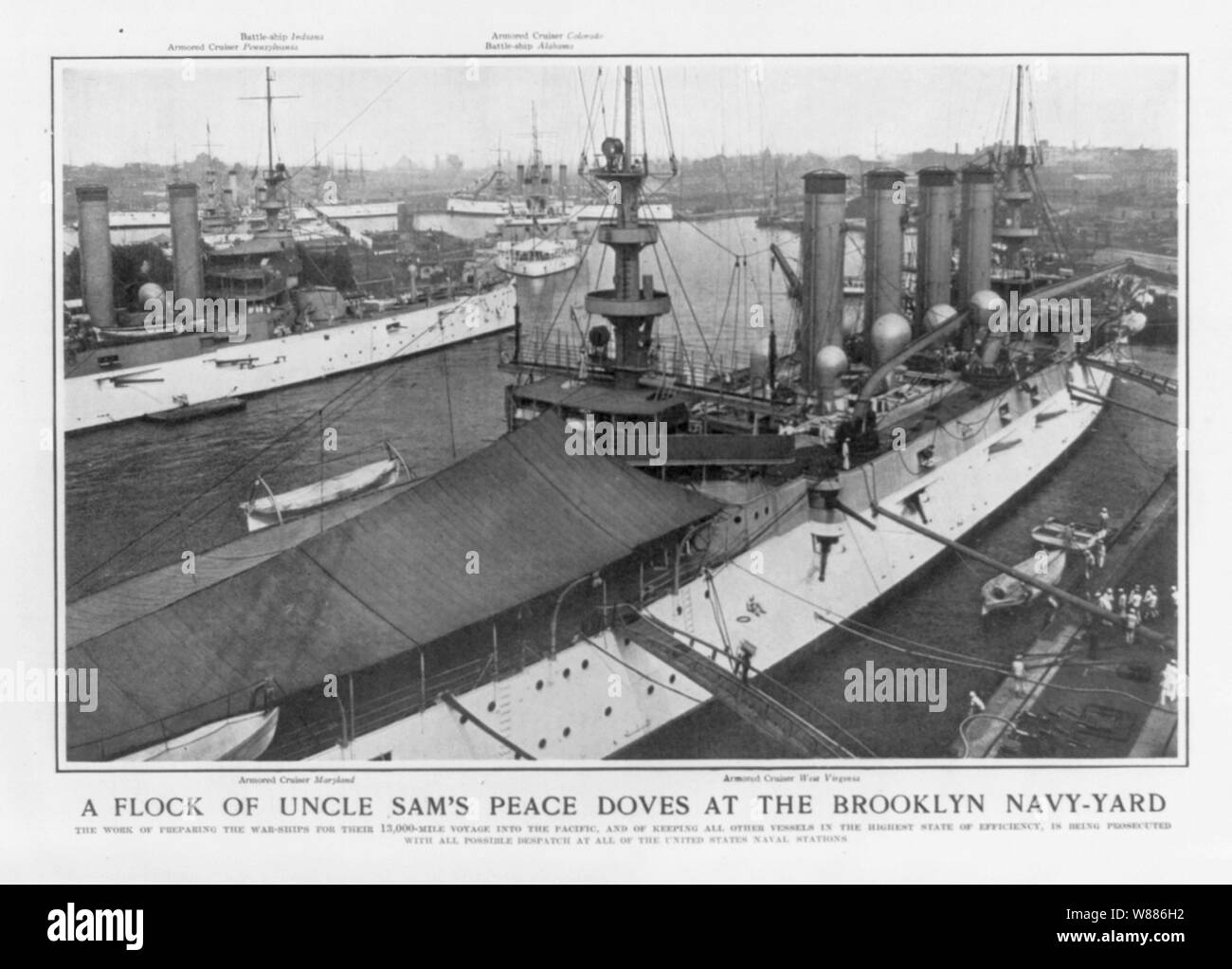 Un gregge di Zio Sam di colombe della pace al Brooklyn navy yard Foto Stock
