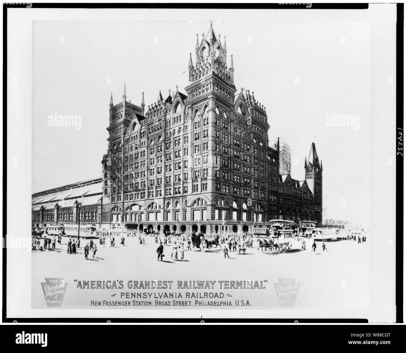 America's grandiosi terminal ferroviario. Pennsylvania Railroad. Nuova stazione passeggeri, Broad Street, Philadelphia, U.S.A. Foto Stock