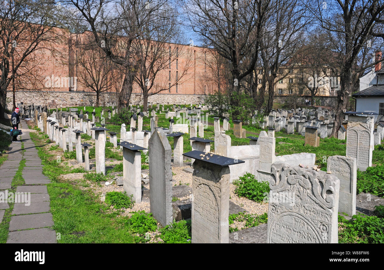 Il vecchio cimitero ebraico della sinagoga Remah, Kazimeirz, Cracovia. Foto Stock