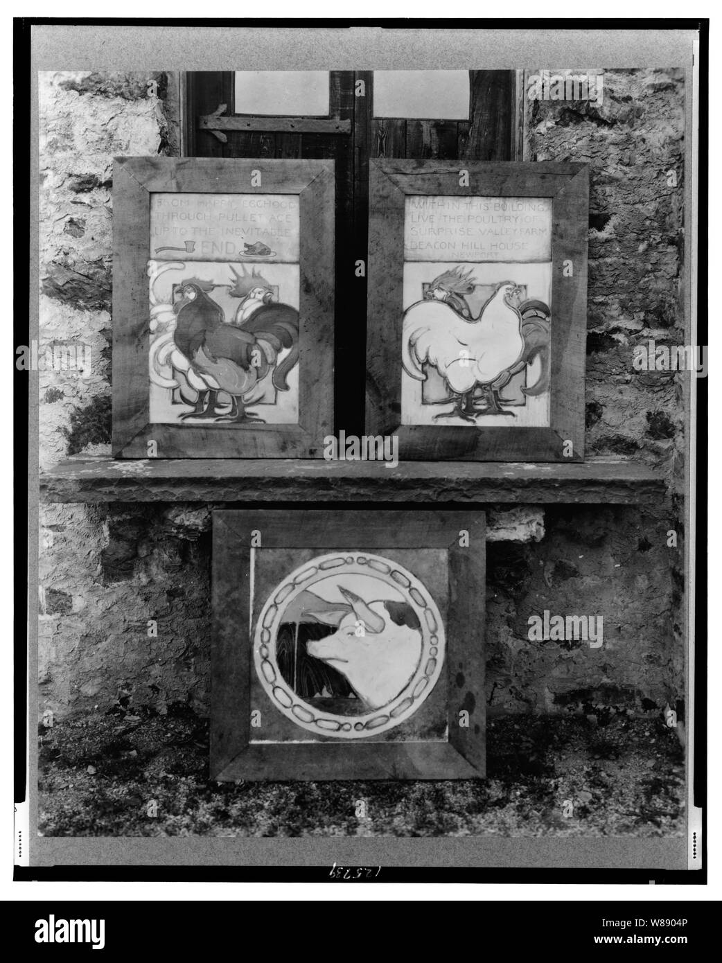 Sorpresa Valley Farm, Arthur Curtiss James proprietà, Beacon Hill Road, Newport, Rhode Island. Dettaglio di pitture murali Foto Stock