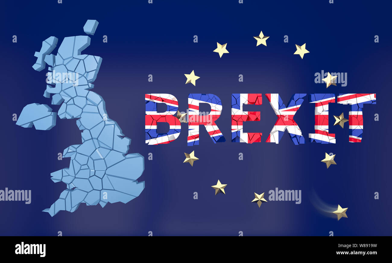 BREXIT - REGNO UNITO lasciando l'Unione europea - il rendering 3D Foto Stock