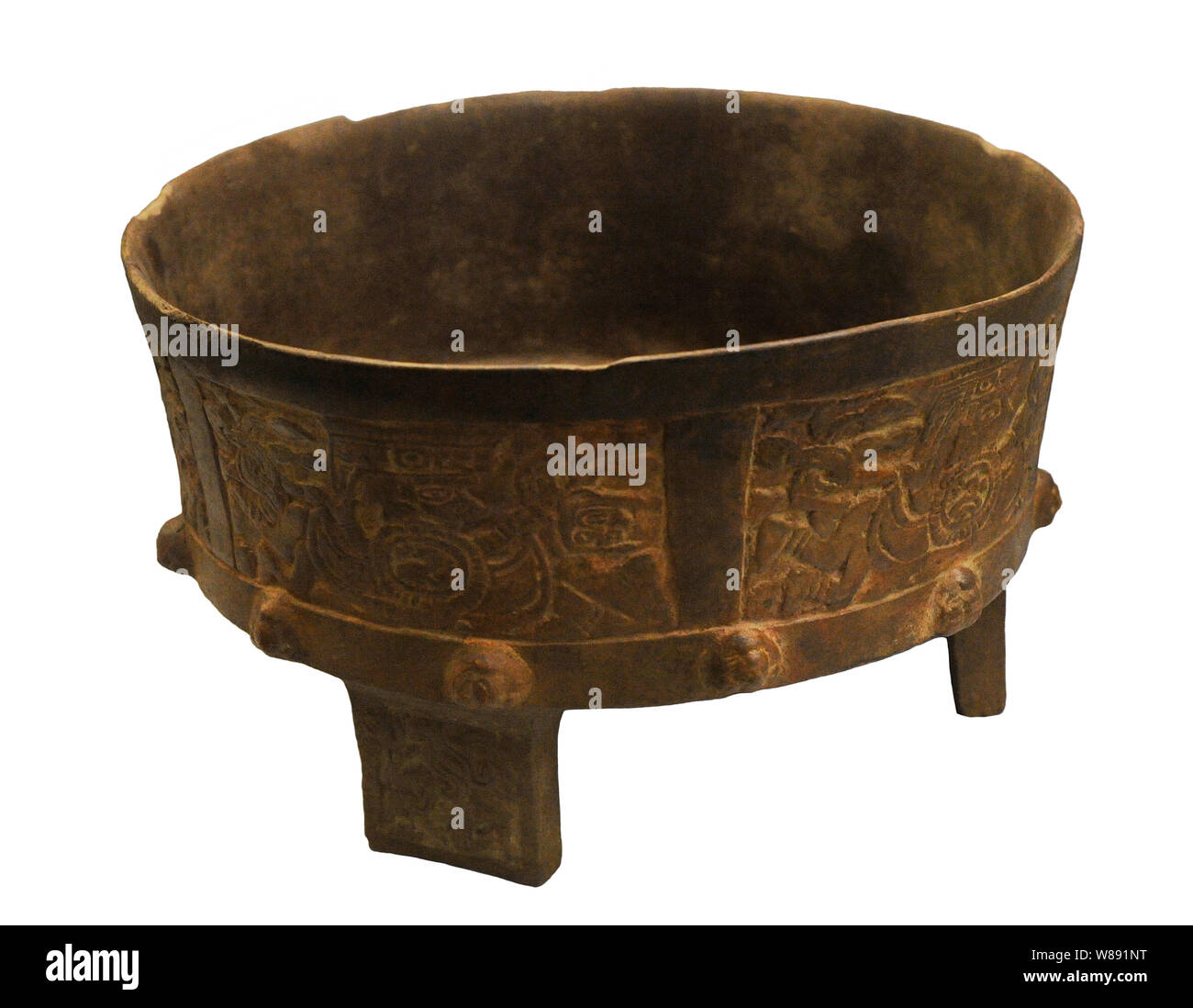 Treppiede nave. Ceramica. Teotihuacan. Teotihuacan cultura. Fase II-III (400-700 AD). Messico. Museo delle Americhe. Madrid, Spagna. Foto Stock