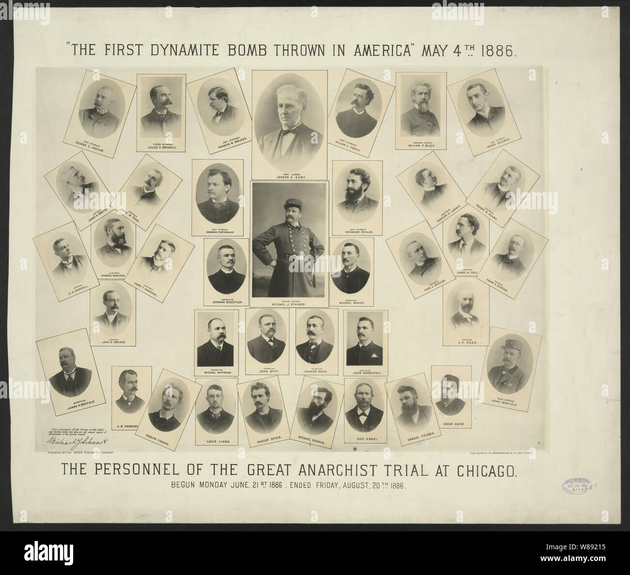 Il primo dynamite bomba gettata in America il 4 maggio, 1886. Il personale del grande prova anarchica a Chicago. Iniziata Lunedì 21 Giugno 1886. Si è conclusa venerdì, 20 agosto 1886 Foto Stock