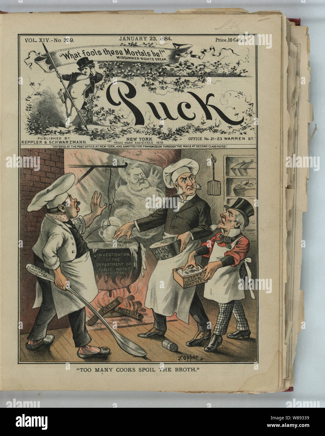 Troppi cuochi guastano il pranzo / F. Opper. Foto Stock