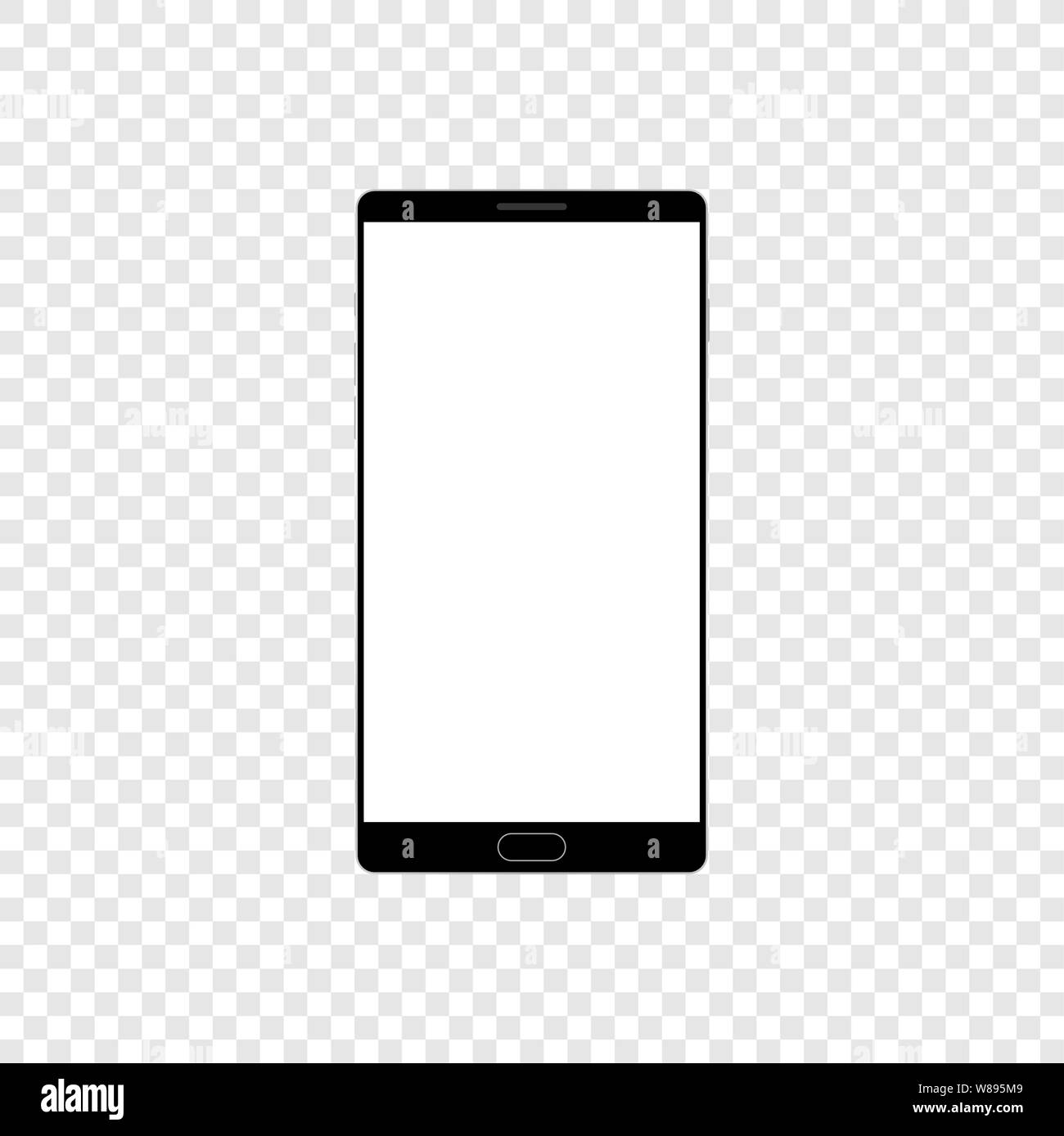 Alta qualità realistica smart phone mock up con schermata vuota. Dettagliata nero telefono cellulare con fotocamera, pulsanti di accensione e volume. Illustrazione Vettoriale. Illustrazione Vettoriale