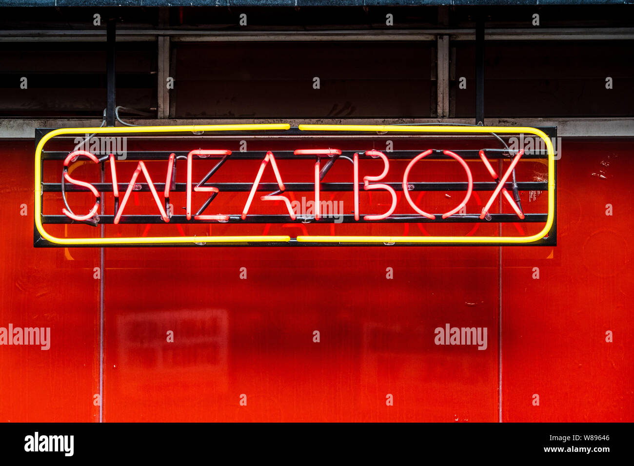 Soho SweatBox su Ramilles Street Central London - titoli di per sé di Londra gay più trafficato della palestra e della sauna. Foto Stock