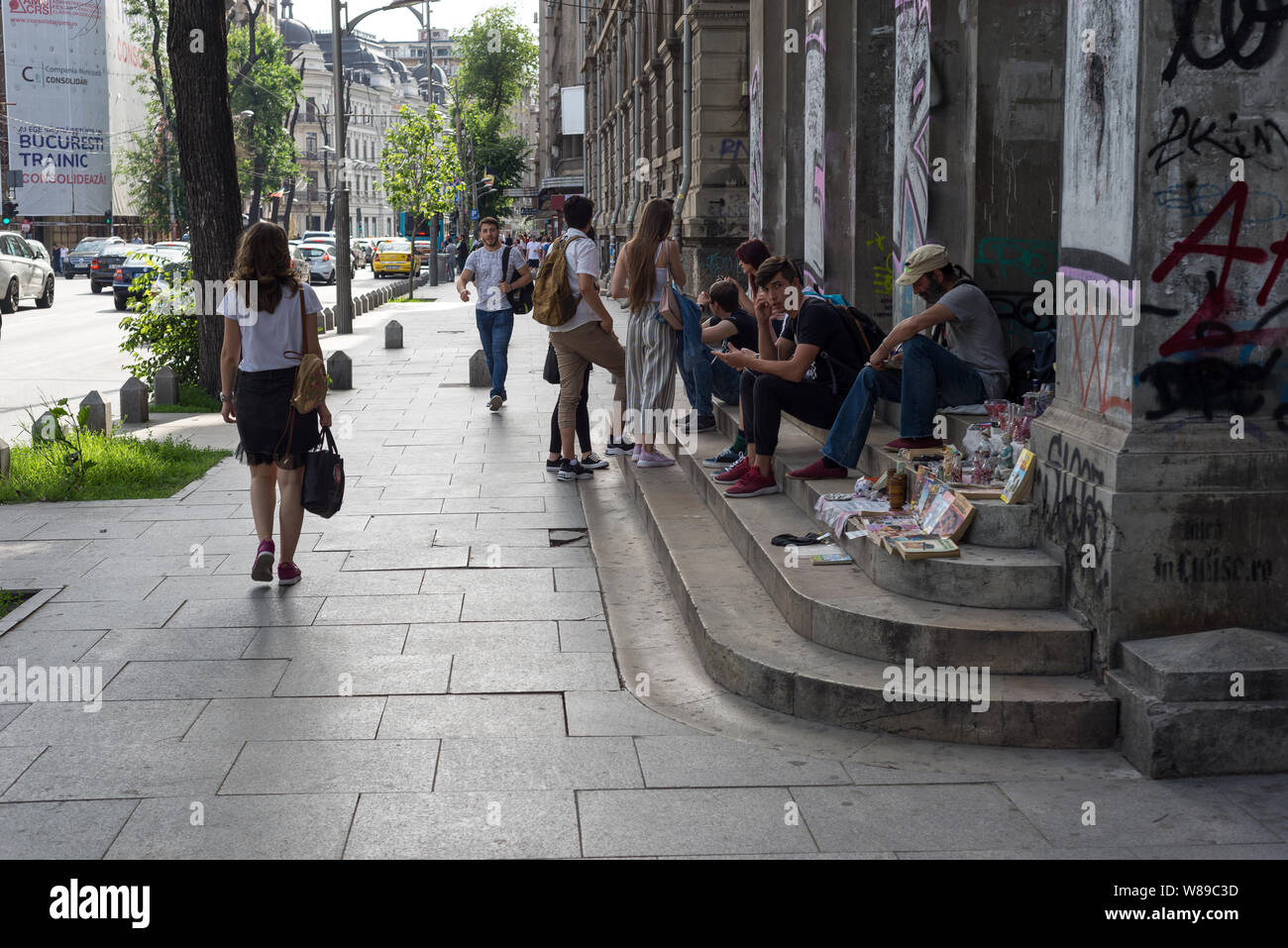 Lungo il centro di Bucarest, Romania Foto Stock