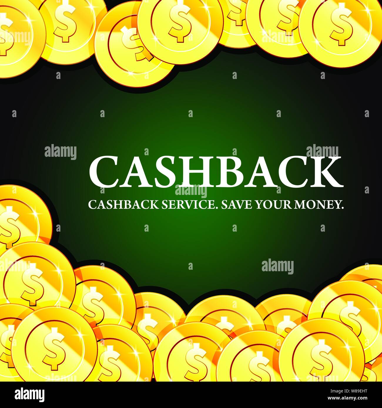 Poster con monete d oro, cash - casino, fortune e jackpot banner, sullo sfondo di denaro Illustrazione Vettoriale