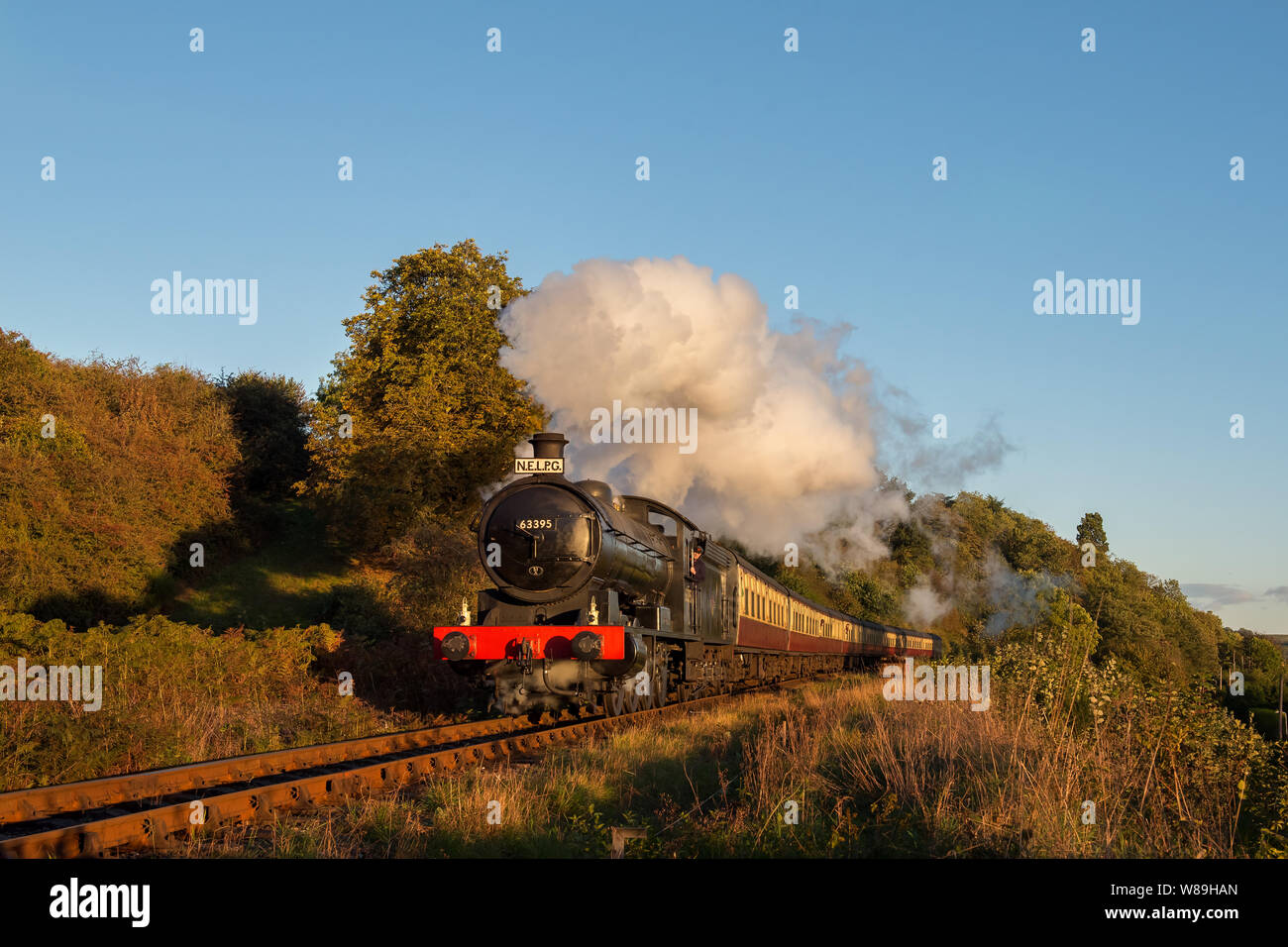Q6 No.63395 funziona un treno su SVR durante l'autunno Gala di vapore Foto Stock