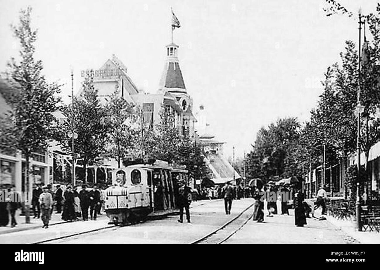 Decauville tram a Exposition Universelle in Gent 1913 - Rue Belvedere. Foto Stock