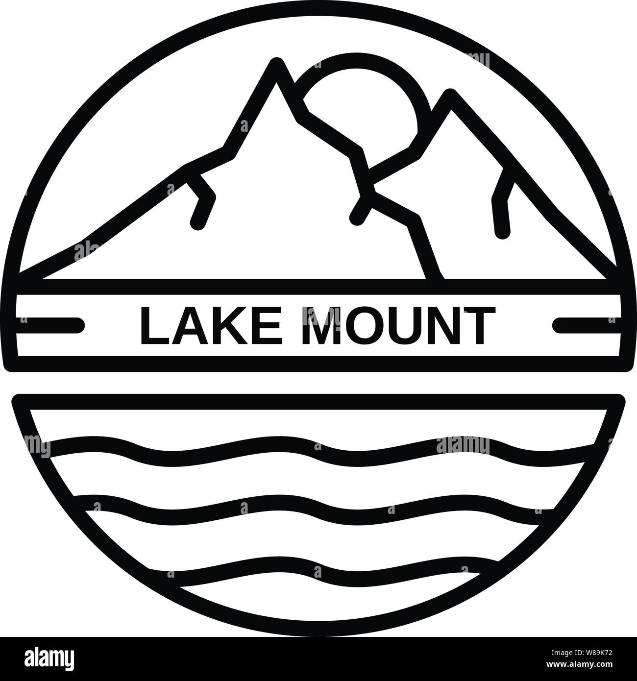 Il lago di Monte logo, stile contorno Illustrazione Vettoriale