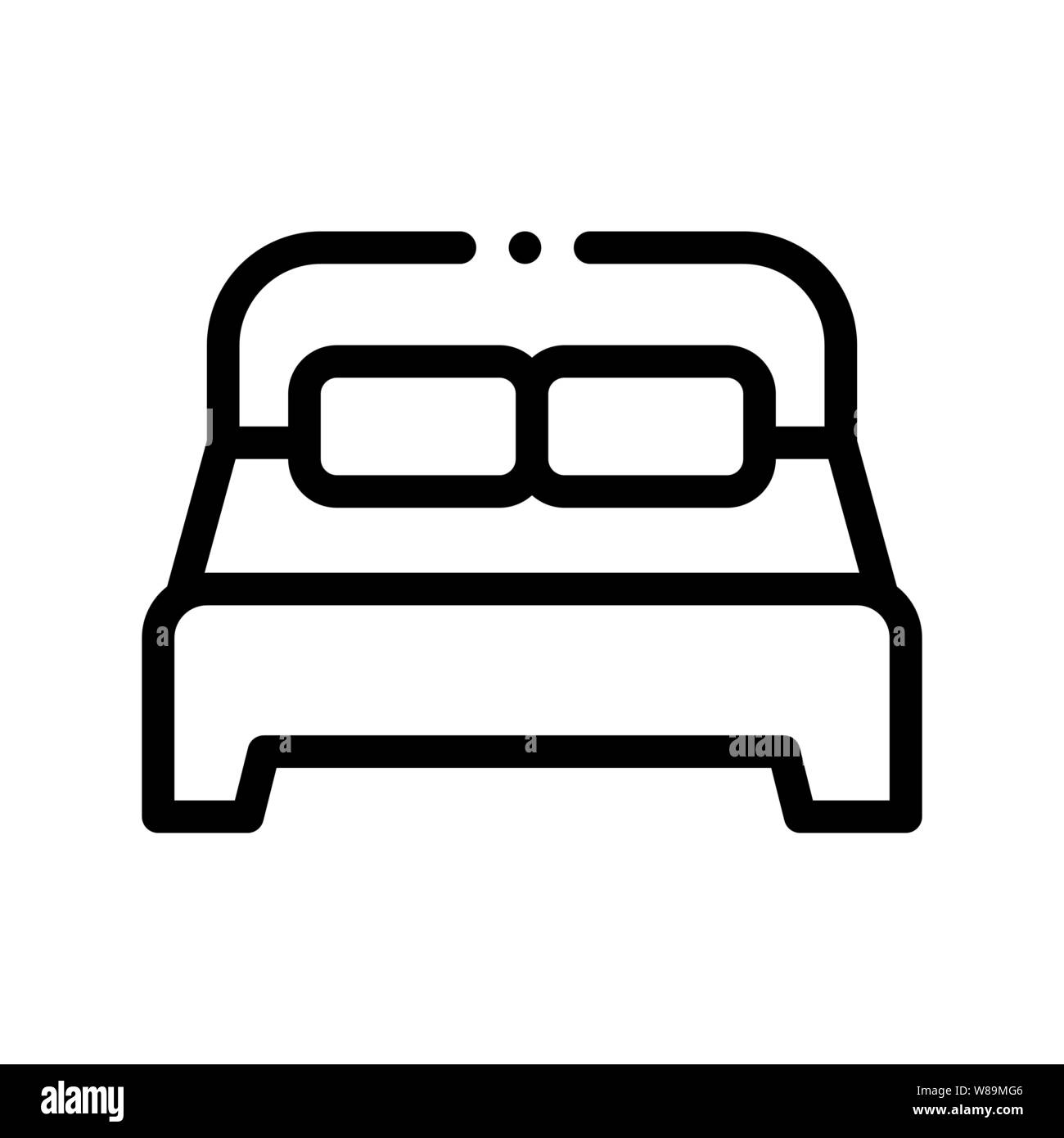 Motel comodo letto doppio vettore di linea sottile icona Illustrazione Vettoriale