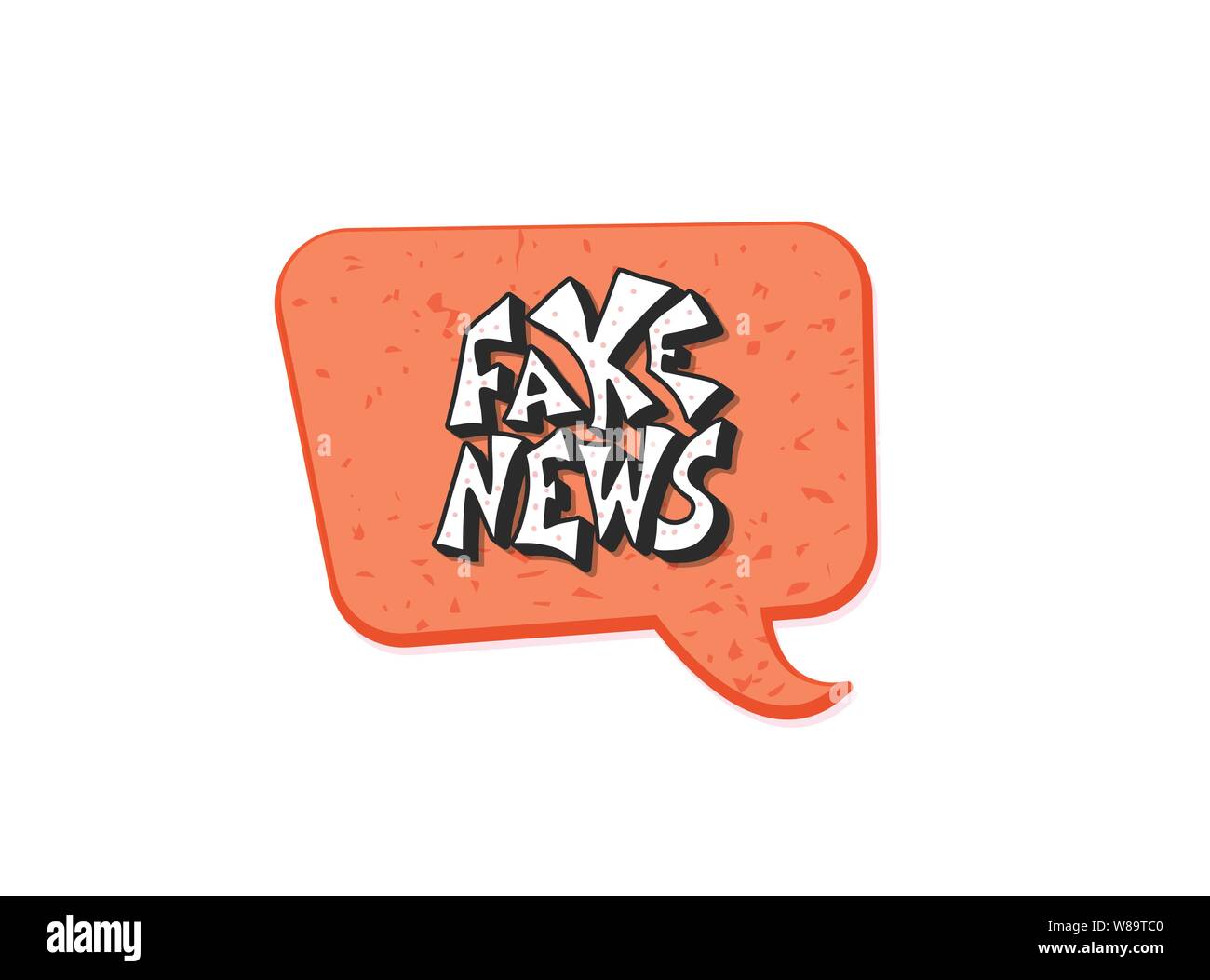 Fake news messaggio isolati su sfondo bianco. Banner di modello di progettazione con stilizzata una frase. Vettore Illustrazione a colori. Illustrazione Vettoriale