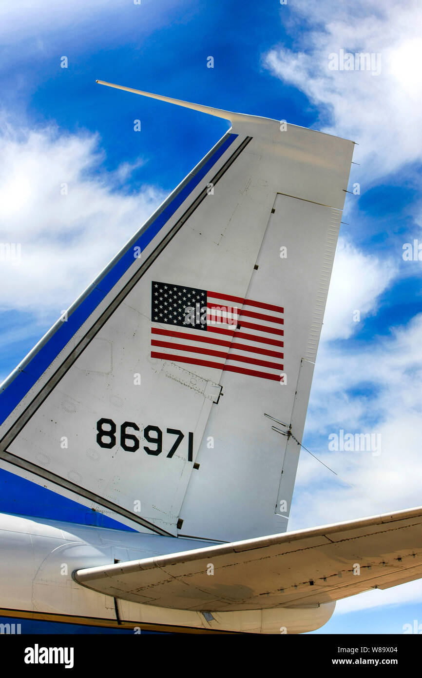 L'assemblaggio timone degli anni sessanta VC-137B (Boeing 707) libertà un piano presidenziale Foto Stock