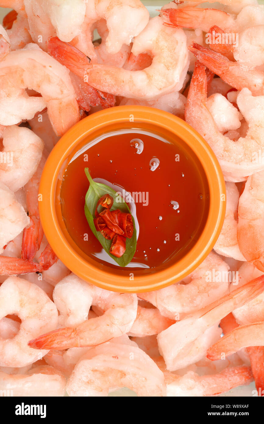 Cocktail di gamberetti e salsa al ristorante Foto Stock