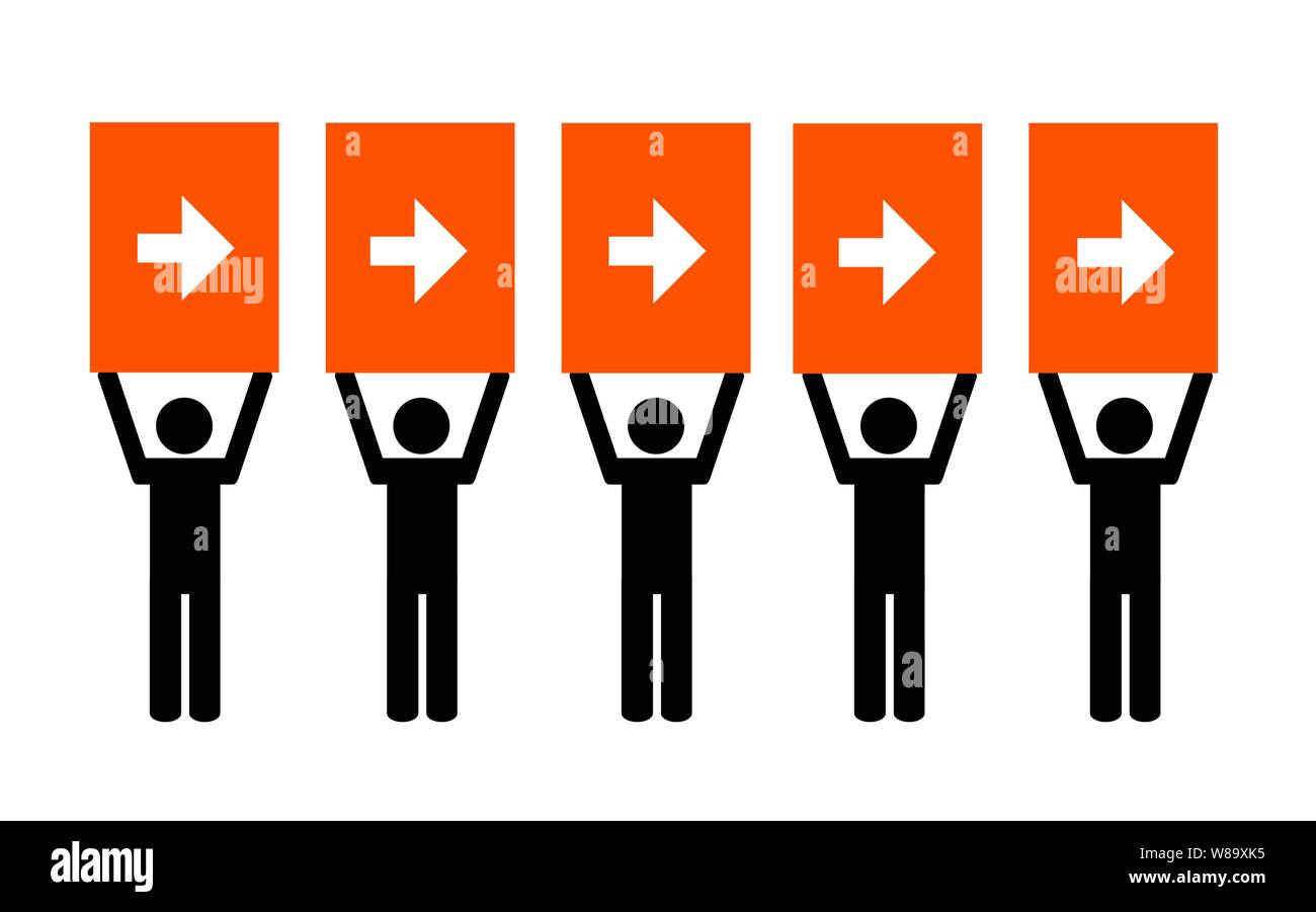 Team mostra il modo giusto pittogramma isolato su uno sfondo bianco illustrazione vettoriale Illustrazione Vettoriale