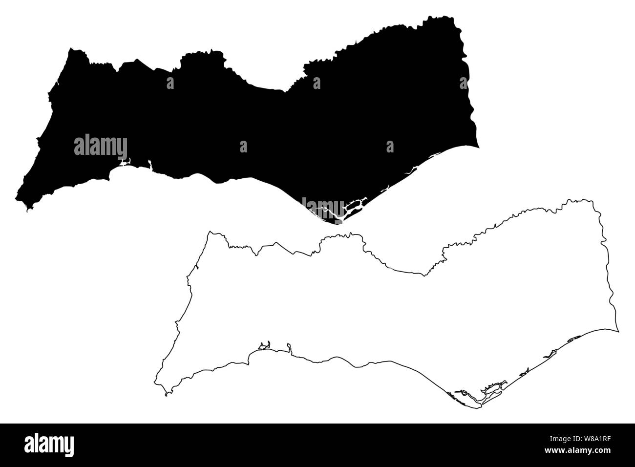 Distretto di Faro (Repubblica portoghese, Portogallo) mappa illustrazione vettoriale, scribble sketch mappa di Faro Illustrazione Vettoriale